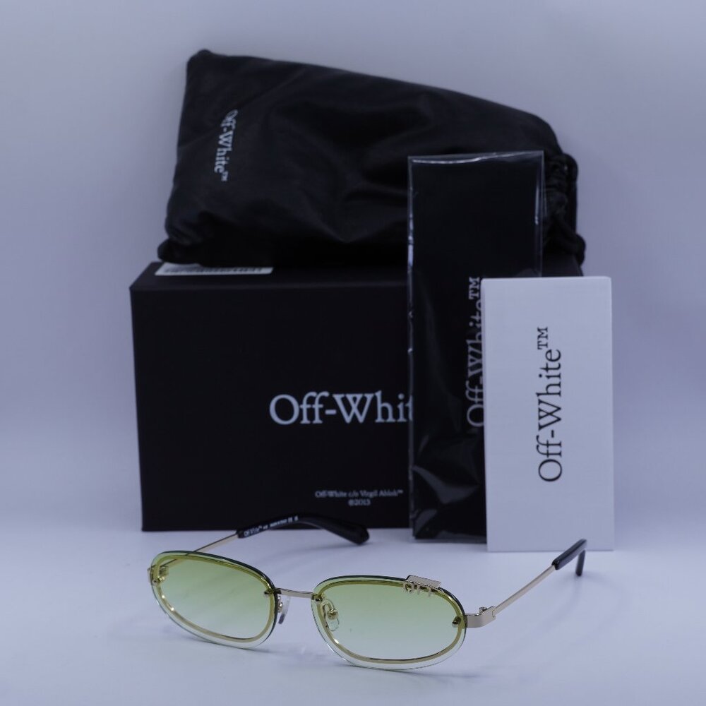 Off-White OERI13M MIAMI 7652 Oval Sunglasses – Gold/Green Gradient